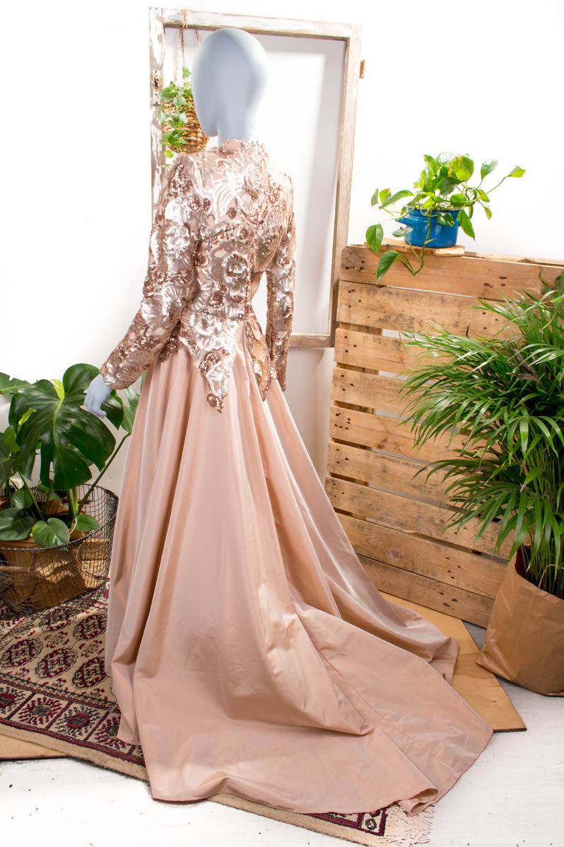 Traum Abendkleid kupfer Pailletten