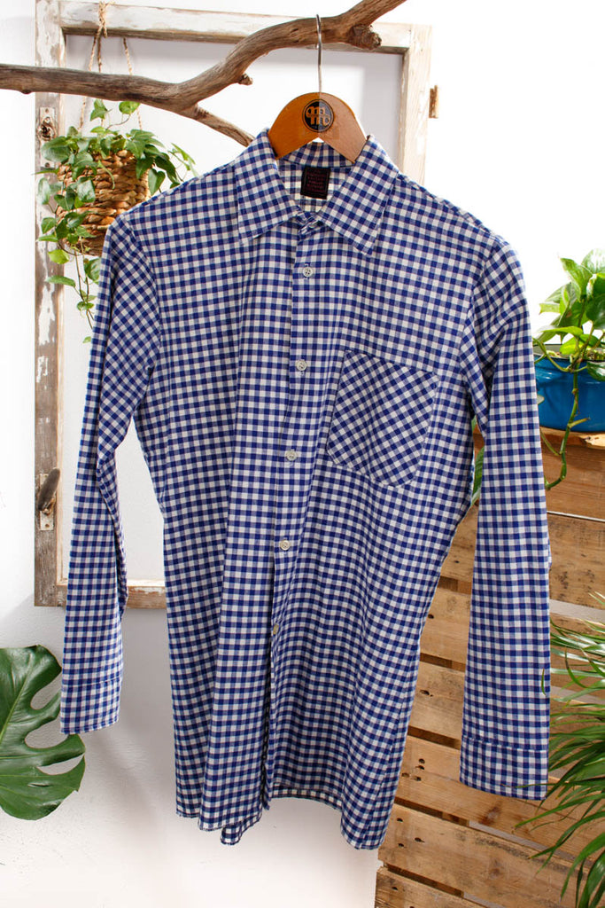 Hemd blau kariert Default Title 70er 80er blau M 48-50 Mann Rockabilly S 44-46 Schlager vintageberlin.de