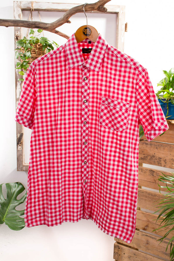 Hemd rot kariert Default Title 70er 80er L 52-54 Mann Rockabilly rot Schlager XL 56-58 vintageberlin.de