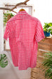Hemd rot kariert 70er 80er L 52-54 Mann Rockabilly rot Schlager XL 56-58 vintageberlin.de