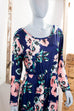 Maxikleid blau bunt Blumen 90er blau Boho bunt Frau Hippie L 44-46 vintageberlin.de