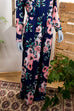 Maxikleid blau bunt Blumen 90er blau Boho bunt Frau Hippie L 44-46 vintageberlin.de