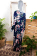 Maxikleid blau bunt Blumen 90er blau Boho bunt Frau Hippie L 44-46 vintageberlin.de