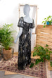 Hippie Maxikleid grau Chiffon 70er Abendmode Boho Frau grau Hippie S 36-38 Schlager schwarz Special vintageberlin.de