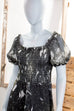 Hippie Maxikleid grau Chiffon 70er Abendmode Boho Frau grau Hippie S 36-38 Schlager schwarz Special vintageberlin.de