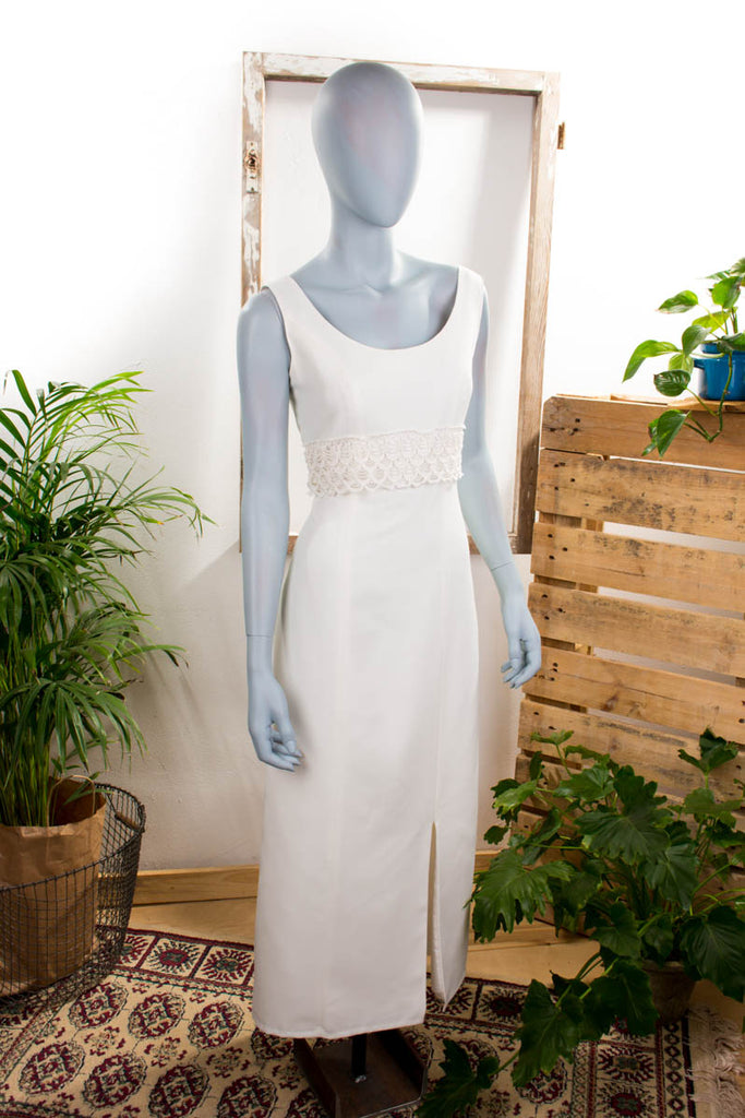 Vintage Brautkleid weiß schlicht Default Title 90er Frau Hochzeit M 40-42 S 36-38 weiß vintageberlin.de