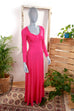 Hippie Stretch Maxikleid pink Default Title 70er Abendmode Boho Disco Frau Hippie pink S 36-38 Schlager Special vintageberlin.de