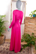 Hippie Stretch Maxikleid pink 70er Abendmode Boho Disco Frau Hippie pink S 36-38 Schlager Special vintageberlin.de
