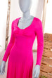 Hippie Stretch Maxikleid pink 70er Abendmode Boho Disco Frau Hippie pink S 36-38 Schlager Special vintageberlin.de