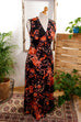 Hippie Maxikleid schwarz orange Default Title 70er Abendmode Boho Frau Hippie L 44-46 orange Schlager schwarz Special vintageberlin.de