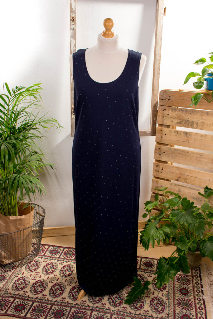 Stretch Kleid nachtblau Punkte