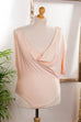 asymmetrischer Body apricot 90er beige Designer Frau L 44-46 M 40-42 rosa Special vintageberlin.de