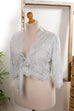Vintage Seiden Jäckchen Negligee 70er blau Boho Frau Hippie L 44-46 Rockabilly Special viktorianisch vintageberlin.de