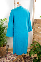50s Leinen Kostüm türkis