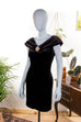 Sexy Abendkleid schwarz Samt 80er 90er Abendmode Disco Frau L 44-46 M 40-42 schwarz vintageberlin.de