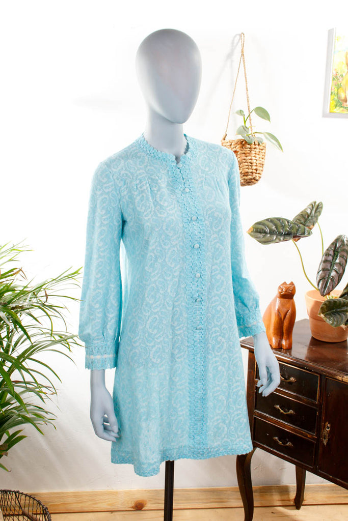 Vintage Tunika Kleid türkis Default Title 60er 70er blau Boho Disco Frau M 40-42 Mod Schlager Special türkis vintageberlin.de