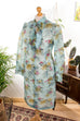 Vintage Crêpe Kleid blau Muster