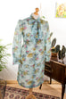 Vintage Crêpe Kleid blau Muster