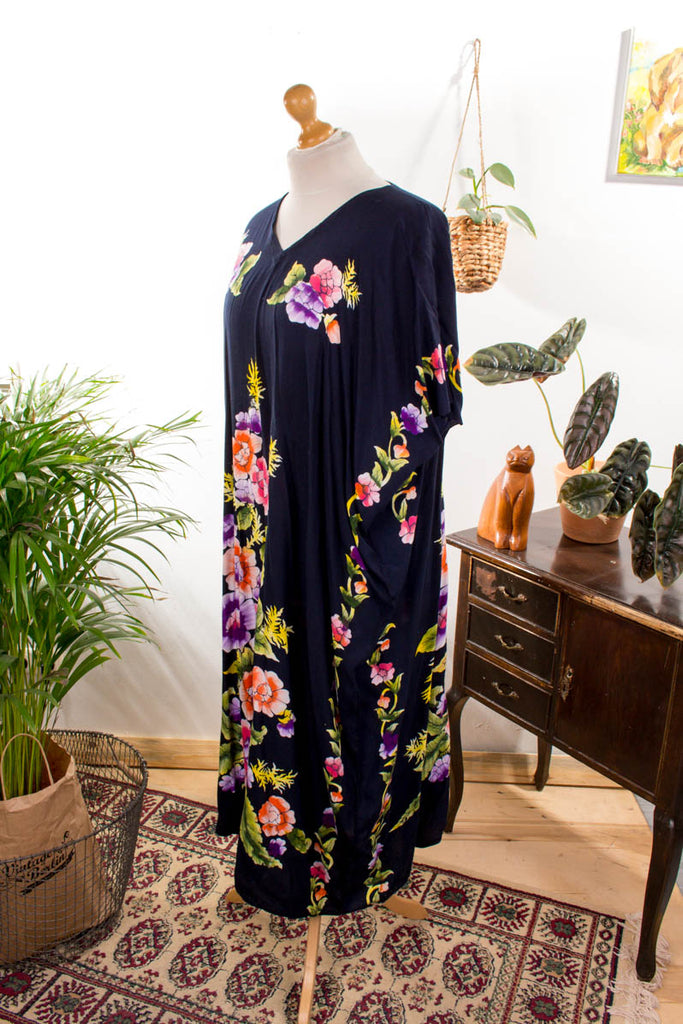 Hippiekleid Kaftan bunt Default Title 60er 70er blau Boho bunt Frau Hippie L 44-46 Schlager Unisize XL 48-50 XXL 52-54 vintageberlin.de