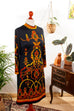 Vintage 60s Kleid schwarz orange 60er 70er Abendmode Boho bunt Disco Frau M 40-42 Mod orange Rockabilly Schlager schwarz Special vintageberlin.de