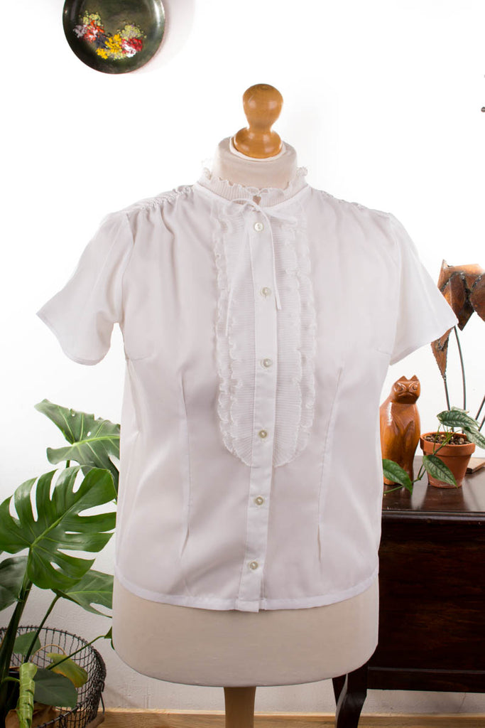 60s Rüschenbluse weiß