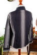70s Bluse schwarz weiß Streifen