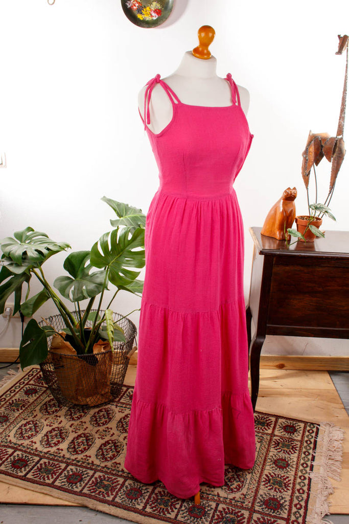 Hippie Maxikleid pink Default Title 70er Boho Frau Hippie pink rosa Schlager Special XS 32-34 vintageberlin.de