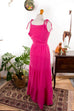 Hippie Maxikleid pink 70er Boho Frau Hippie pink rosa Schlager Special XS 32-34 vintageberlin.de
