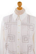 Bluse silber bestickt 90er Dandy Frau M 40-42 Sekretärin silber Special weiß vintageberlin.de