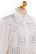 Bluse silber bestickt 90er Dandy Frau M 40-42 Sekretärin silber Special weiß vintageberlin.de