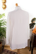 Bluse silber bestickt 90er Dandy Frau M 40-42 Sekretärin silber Special weiß vintageberlin.de