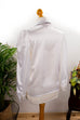 80er Satinbluse mit Schlips 80er Disco Frau real-80er S 36-38 Special weiß vintageberlin.de