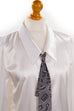 80er Satinbluse mit Schlips 80er Disco Frau real-80er S 36-38 Special weiß vintageberlin.de