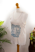 70er Hippie Shirt weiß blau