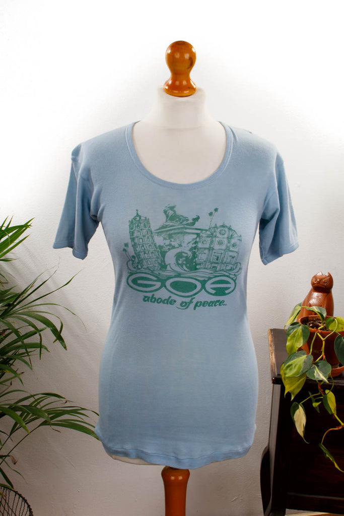 70er Hippie Shirt blau