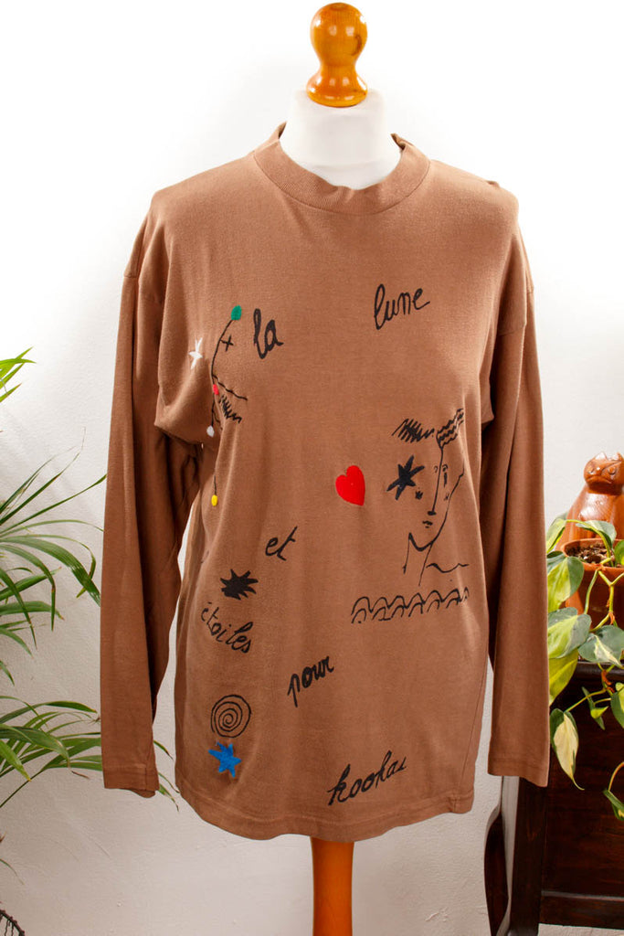 90s KOOKAI Sweatshirt Default Title 80er 90er braun bunt Designer Frau M 40-42 S 36-38 vintageberlin.de