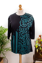 90s Oversize Shirt schwarz petrol