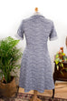 70s Schlagerkleid blau meliert 70er blau Disco Frau L 44-46 Schlager weiß vintageberlin.de