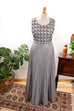 Glitzer Abendkleid silber Plissee Default Title 70er Abendmode Boho Disco Frau L 44-46 real-disco Schlager silber Special vintageberlin.de