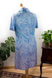 60s Schlagerkleid blau Muster 60er 70er blau Frau M 40-42 Schlager Sekretärin vintageberlin.de