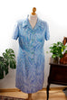 60s Schlagerkleid blau Muster 60er 70er blau Frau M 40-42 Schlager Sekretärin vintageberlin.de