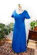 elegantes Abendkleid blau Seidenlook
