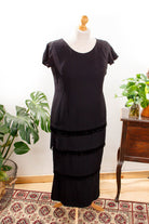 Vintage Charlestonkleid schwarz Perlen