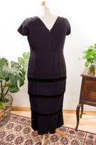 Vintage Charlestonkleid schwarz Perlen