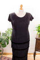 Vintage Charlestonkleid schwarz Perlen