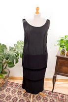 Vintage Charlestonkleid schwarz Perlen