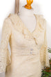 60s Minikleid creme Spitze 60er 70er Abendmode beige Boho Disco Frau Hippie Mod real-boho real-disco Rockabilly Schlager Special weiß XS 32-34 vintageberlin.de