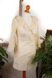 60s Minikleid creme Spitze 60er 70er Abendmode beige Boho Disco Frau Hippie Mod real-boho real-disco Rockabilly Schlager Special weiß XS 32-34 vintageberlin.de