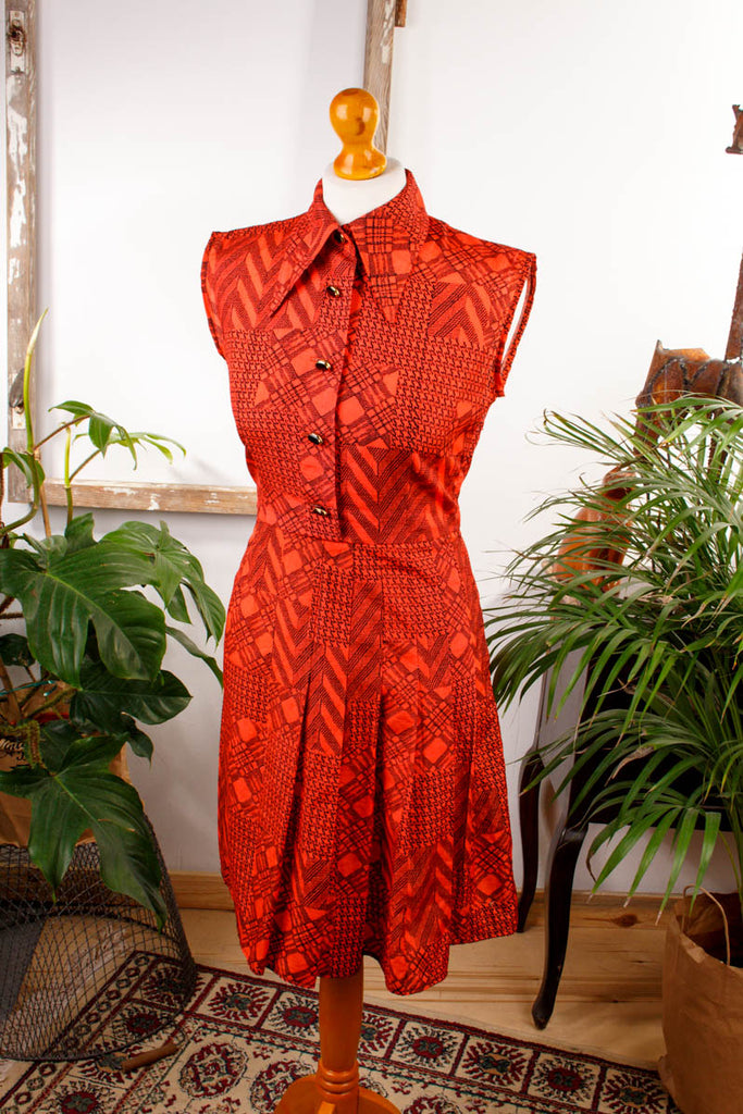 60s Minikleid rot Muster