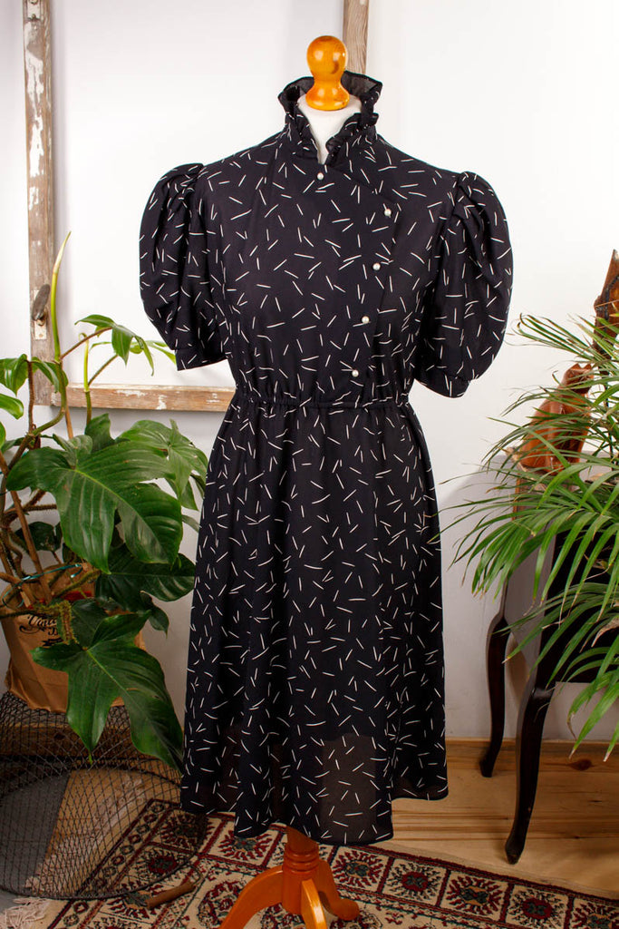 80er Rüschenkleid schwarz